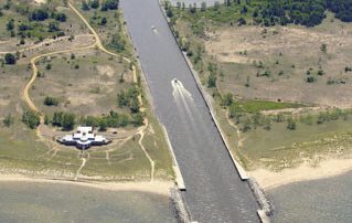 Arial View of the Channel to Lake Michigan